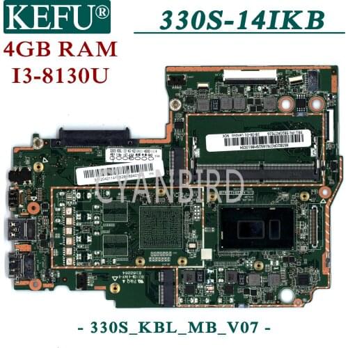 KEFU 330S_KBL_MB_V07 original mainboard for Lenovo Ideapad 330S-14IKB with 4GB-RAM I3-8130U Laptop motherboard