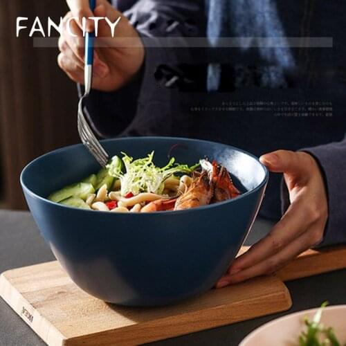 FANCITY Nordic style ramen bowl single household creative hat bowl eat instant noodle bowl ceramic tableware large soup bowl