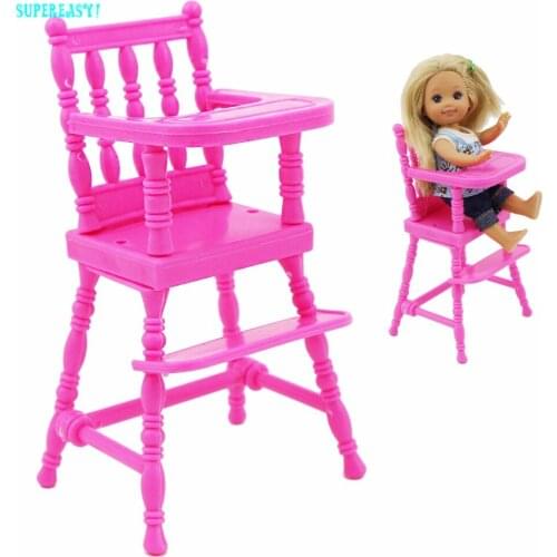 Fashion Pink Assembly Dinner Room Kindergarten Mini Furniture High Chair for Barbie Doll for Kelly 1:12 Doll Accessories Toys