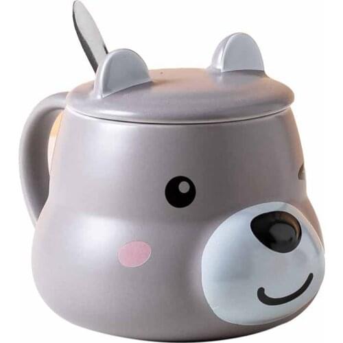 Cartoon Cute Animal Ceramic Mug With Cover Daily Necessities Department Store Water Cup Set Small Gift