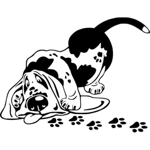 Cartoon Buggy Hound Breed Dog Pet Sticker Car Window Decoration Personality PVC Waterproof Decal Black/White, 16cm*12cm