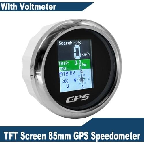 New 85mm Digital GPS Speedometer Odometer Trip COG Voltmeter 9-32V with GPS Antenna Waterproof TFT Screen