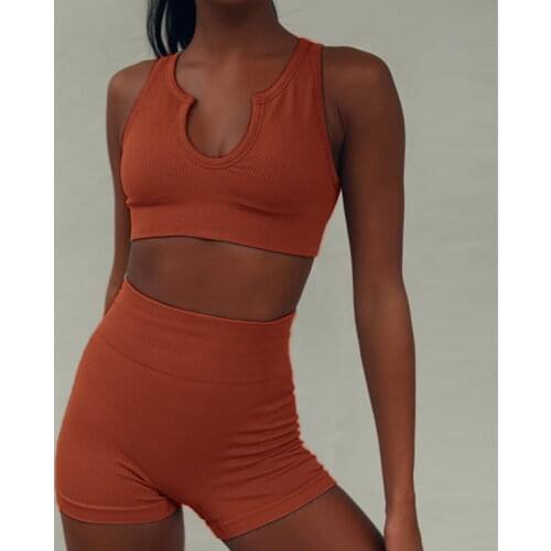 New Style 2 Piece Suit Bra Short Sports Leggings Gym Set Fitness Clothes For Women Sportswear