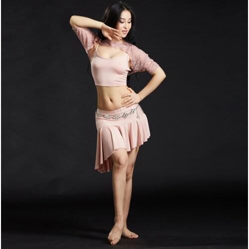 Belly Dance Clothes Dance Outfits 3pcs Top Jacket Skirt(with underpant) lace Modal Wear Women Costume for Bellydancing