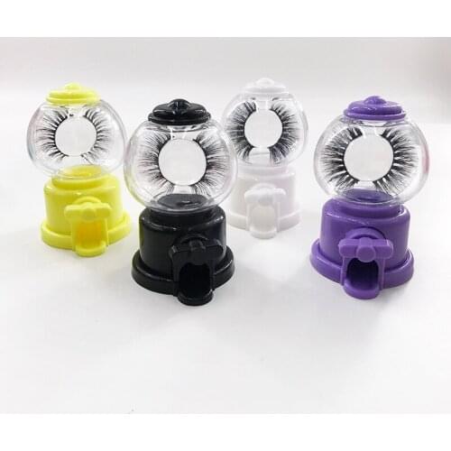 Wholesale Private Label 3D Mink Lashes Unique Design Bubbles Gum Machine Lash Case without Lashes for 25mm Lashes