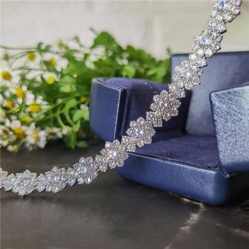 Luxury Flower Lab Diamond Bracelet 925 Sterling Silver Engagement Wedding bangles Bracelets for women Bridal Gemstones Jewelry