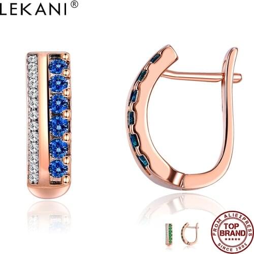 LEKANI Stud Earrings For Women Copper Rose Gold Plated Female Earring Separation Colors Fashion Jewelry Hot Selling Friend Gift