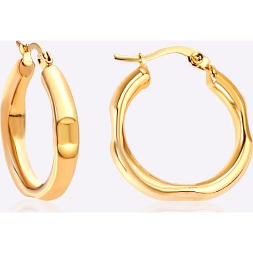 Thick Hoop Earrings Jewelry 316L Round Stainless Steel Hypoallergenic Fashion Gold Color Earring for Women/Girls Jewellery