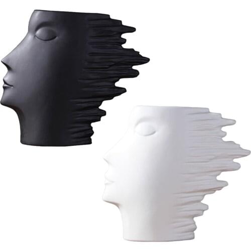 Human Face Statue Decorative Creative Flower Plant Pot Vase Study Room Home Ceramic Vase Wedding Table Centerpiece Decor