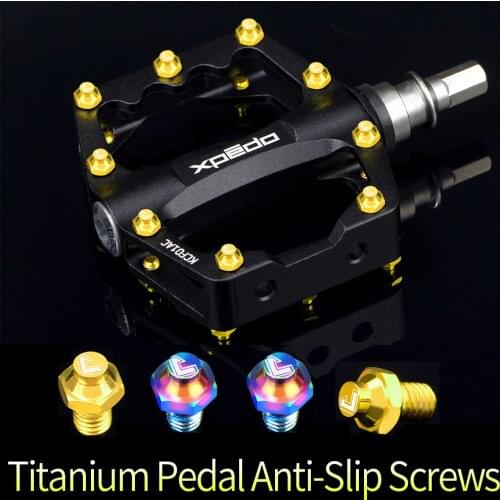 RISK 8pcs M4x4.6mm Titanium Pedal Bolts Anti-Slip For Mountain Road Bike Cycling Ultra-light Hexagon Ti Fasten Anti-Slip Screws