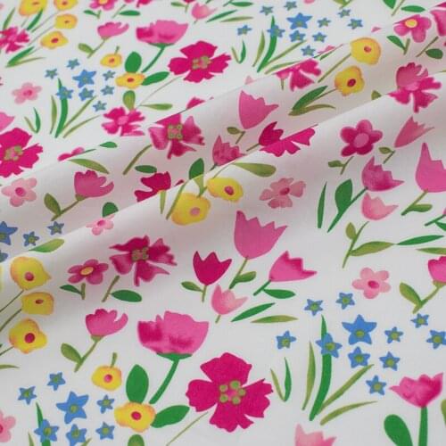 Pink Flowers Pure Cotton Fabric For Summer Dress Ткань Хлопок Tissu Telas Sewing Tela Tecido Ткани Stof Stoff Tissus Vestidos