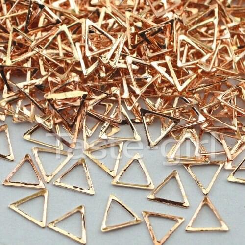 500PCS triangle 3d champagne gold matel Rhinestones For 3D Nail Art Tips Decoration beauty Styling Accessories Tools