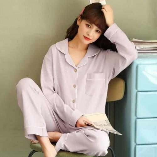 Spring Autumn Long Sleeved Cotton Women Pajamas Set Fashion Home Wear Leisure Clothes Women Long Pant Pyjamas Sets Nightwear