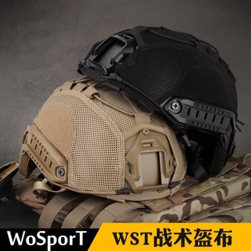 Wosport Fast Tactical Helmet with Camouflage Elastic Rope Mesh