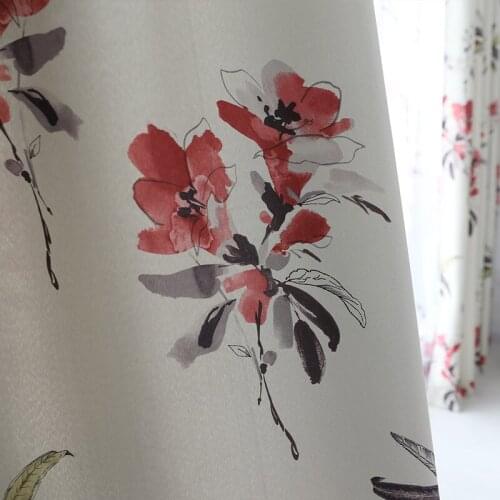 Chinese purple flower blackout curtains for living room bedroom red sheer curtains and tulle on the window floral voile blinds