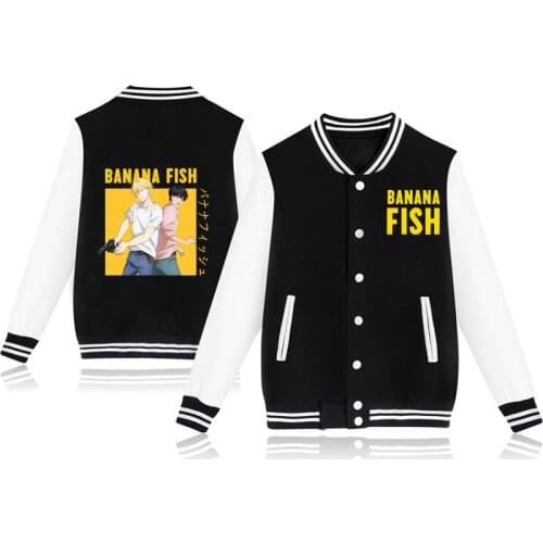 Harajuku Banana Fish Unisex Jacket Japanese Anime Printed Mens Streetwear Casual Sweatshirts