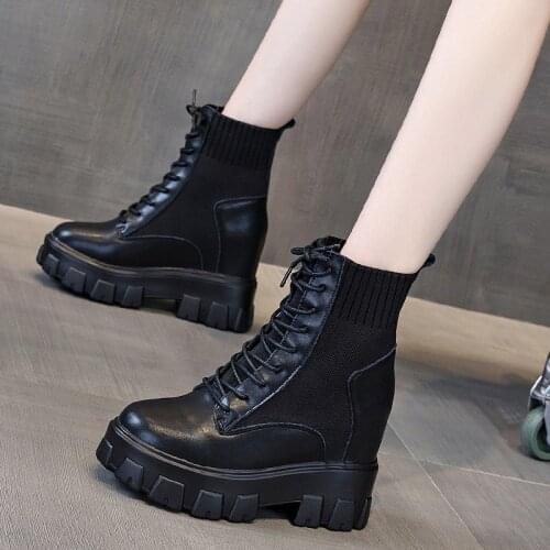 2020 LACE UP Platform Boots Women Black Goth Boots Ankle Boots for Women Buckle Strap Square Heel Ankle Boots Women