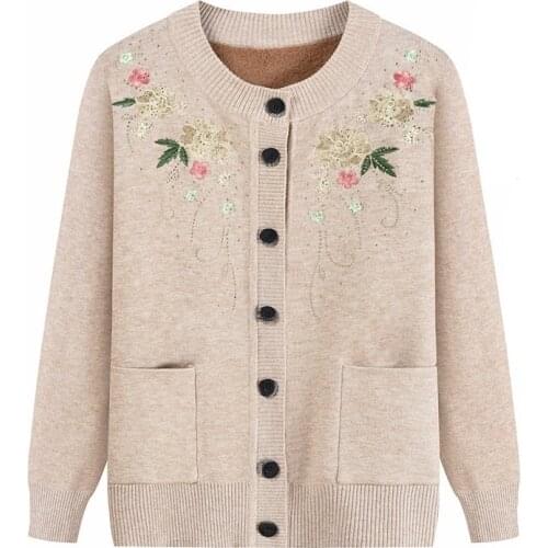 Winter Womens Wool Cardigan Knitted Sweater Long Sleeve Female Cardigan Long Sweater Plus Velvet Thickening Casual Warm Jacket