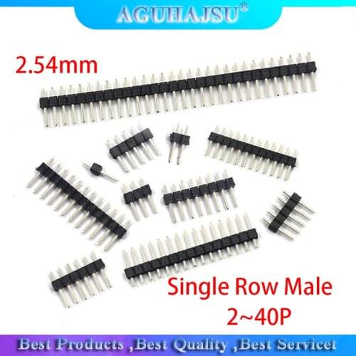 10Pcs 2.54mm Single Row Male 2~40P PCB Board Pin Header Connector Strip Pinheader 2/3/4/5/6/8/10/12/20/40Pin For Arduino