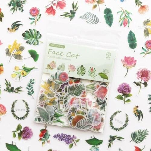 100 pcs/lot Rose Flowers Green Plants Leaves cactus diagram fairy tale Tropical Vibes Sticker DIY Scrapbooking Sticker Escolar