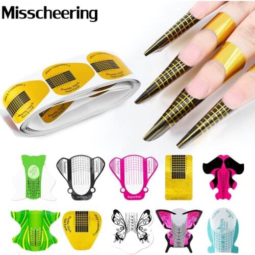 100Pcs Nail Art UV Gel Tips Extension Builder Form Acrylic French Nails Tips Extension Stencil Guide Stickers For Manicure Tools