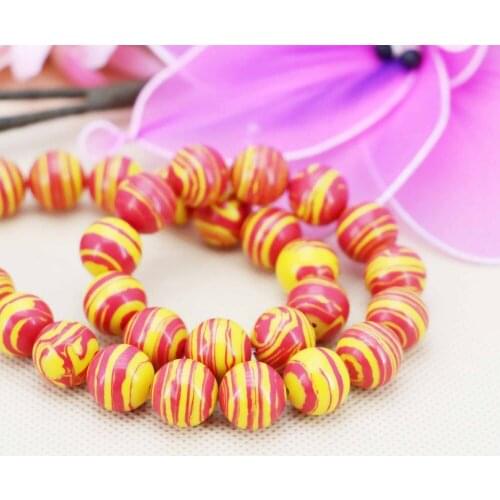 12mm Hot sale Red&Yellow stripe Turkey DIY beads Jewelry crafts making design 15inch Girls Gifts stone For Necklace Bracelet