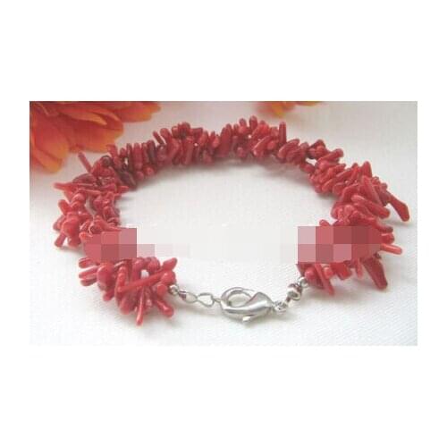 2row red coral bracelet- GP clasp
