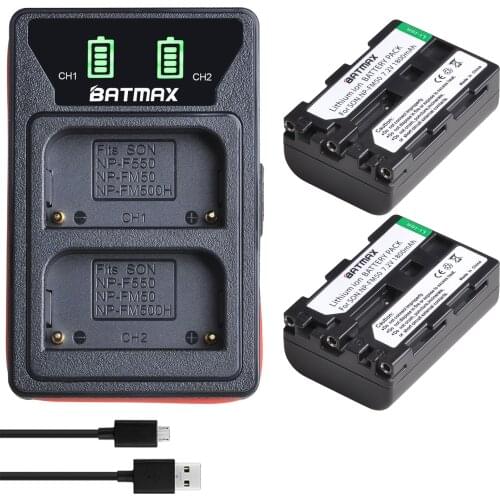 2Pcs NP-FM50 NP FM50 FM55H Batteries Pack and Dual USB Charger for Sony NP-FM51 NP-FM30 NP-FM55H DCR-PC101 A100 Series DSLR-A100