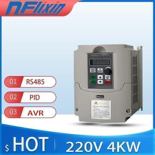 4kw 220VAC Variable Frequency Drive VFD Speed Controller For AC Motor, VFD Inverter Frequency Drive CNC Drive Converter