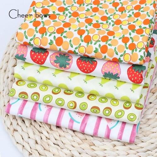 45cm*150cm Fruits Printed Cotton Fabric Soft Cloth Fabric for Kids Dress Making DIY Girl Hair-Rope Handmade Home Decor Material