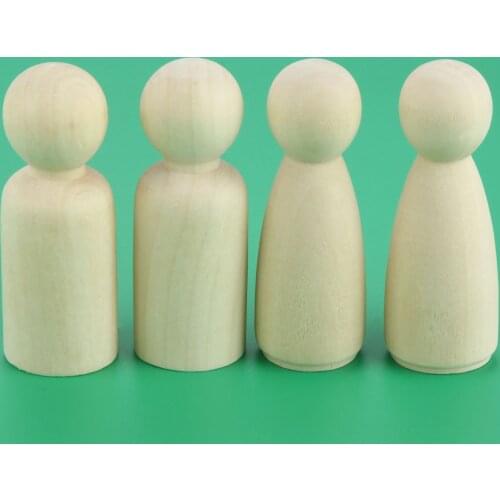 5Pcs 65mm Unfinished Female Male Natural Wooden Peg Dolls Unpainted Figures Wedding Cake Toppers Crafts DIY Gift Room Decoration