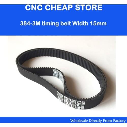 5pcs HTD 3M Rubber Timing belt 128 teeth Length 384mm width 15mm pitch 3mm CNC Router Laser Engraving Cutting