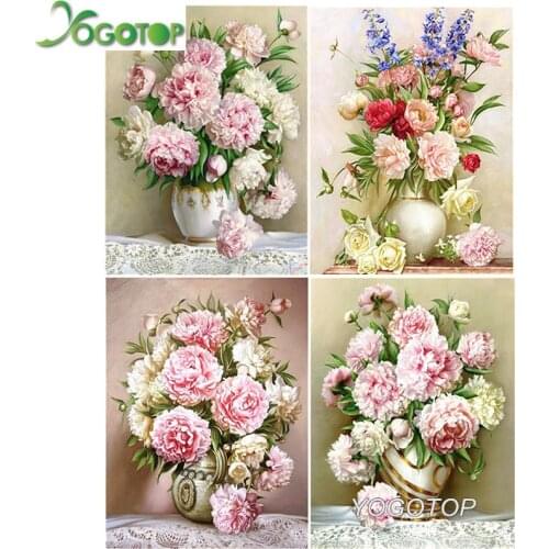 5d Diy Diamond Painting Pink Peony Rose Full Mosaic Diamond Embroidery Flowers Picture Of Rhinestones Home Decor Gift YY1778