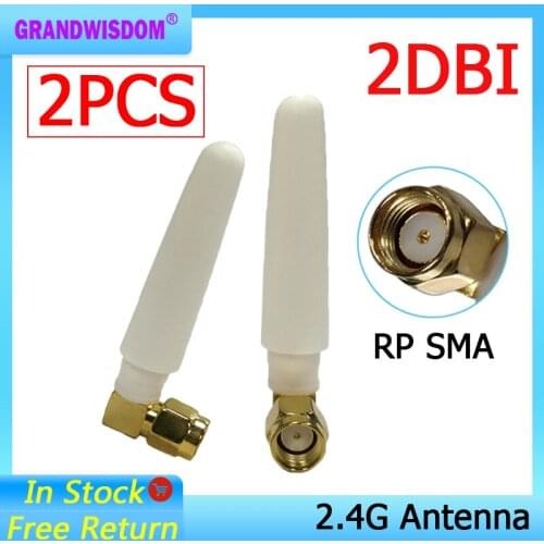 2pcs 2.4 GHz WiFi Antenna 2dBi Aerial RP-SMA Male Connector 2.4ghz antena wi fi For PCI Card USB Wireless Router Wifi Booster