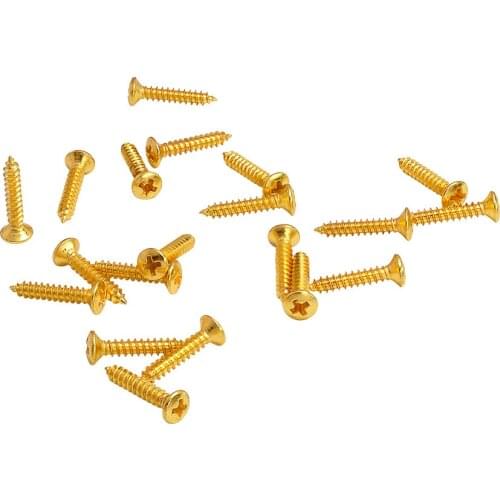 Musiclily Basic 2.5x15mm Metal Metric Thread Guitar String Guide Mounting Screws, Gold (Set of 20)