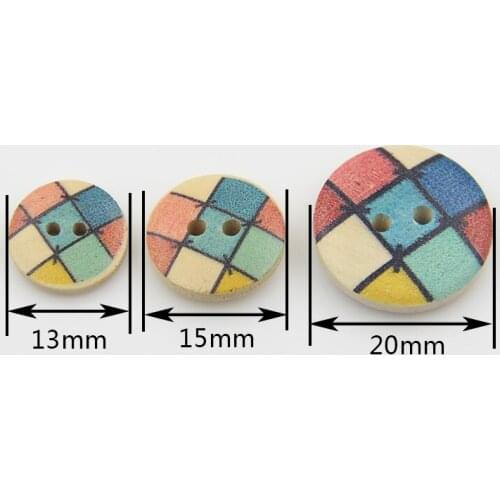Free shipping 100pcs/lot Grid painted wood buttons childrens clothing buttons diy decorative buttons