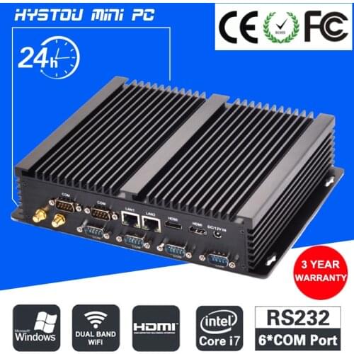 Fanless Barebone Mini PC Core i7 4500U i5 4200U Windows 10 Rugged ITX Case Embedded Industrial Computer 2 LAN HDMI 6 COM Nettop
