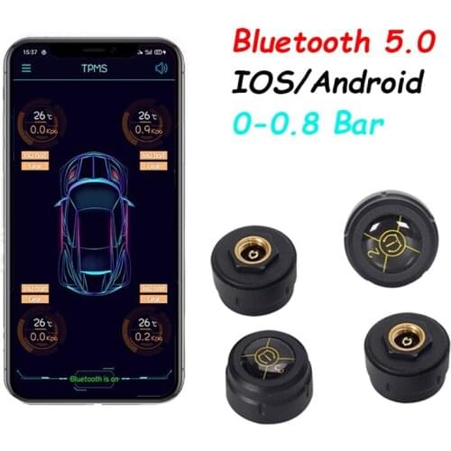Bluetooth 5.0 Car TPMS Tire Pressure Alarm System Sensor Android/IOS Tyre Pressure Monitoring System 8.0 Bar