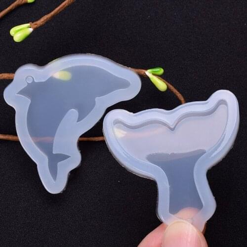Dolphin Tail Of Fish Pendant Necklace Beads Cake Molds Clear Epoxy Silicone Resin Liquid Mold DIY Jewelry Making Craft Tool H666