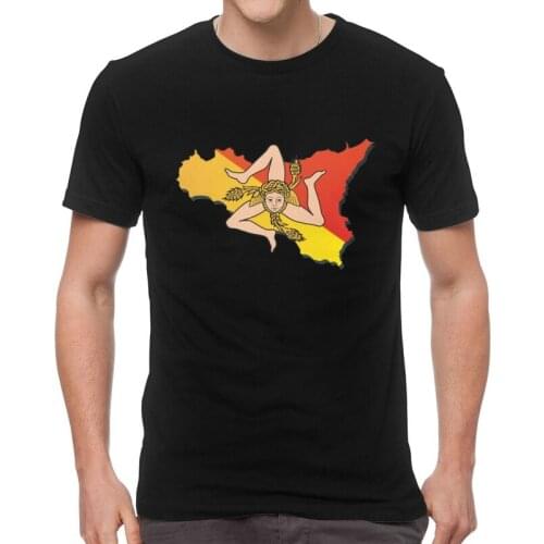 Sicily Sicilia Flag Map Tshirt Men Fashion Tees Top Cotton T Shirts Short Sleeve Italian Sicilian Pride T-shirts Gift Clothes