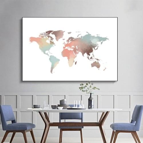 HD Print Abstract World Map Art Canvas Painting Nordic Poster Modern Living Room Bedroom Corridor Home Decoration Without Frame