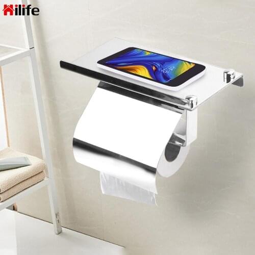 HILIFE Toilet Paper Holder Bathroom Toilet Home Supplies Wall Mounted Hanging Rack Anti-rust Tissue Holder Stainless Steel