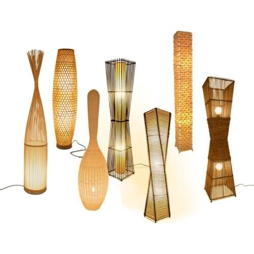 Chinese Floor Lamp Living Room Bedroom Bamboo Lighting Tea Room Club Bamboo Decoration Creative