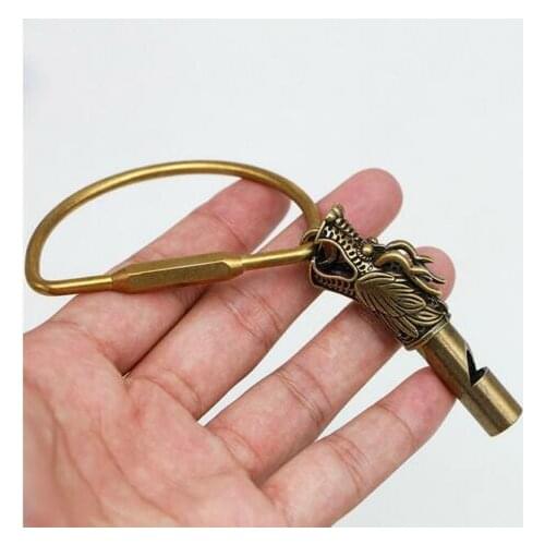 Collection archaize brass dragon head whistle pendant Statue