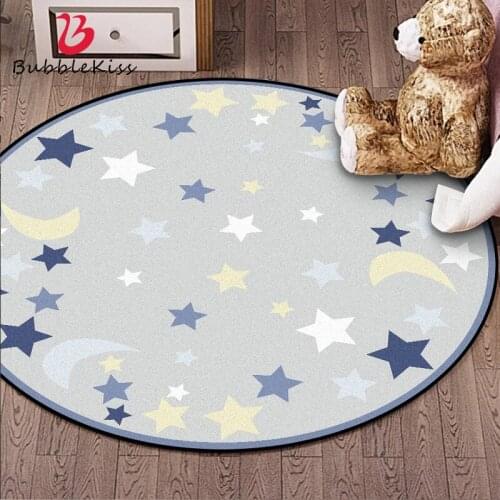 Bubble Kiss Cartoon Moon Blue Star Pattern Rugs Non-slip Customized Carpet for Living Room Home Bedside Decor Floor Mats 2021