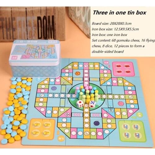 Flying chess children checkers wooden multi-function game chess backgammon chess pupils educational toys