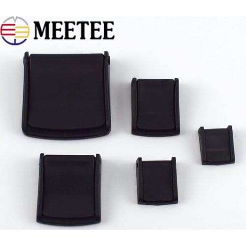 Meetee 2/5pcs 15-50mm Plastic Press Belt Buckles Adjustment Fixed Webbing Strap Clip Hook DIY Bag Band Buckle Accessories YK053
