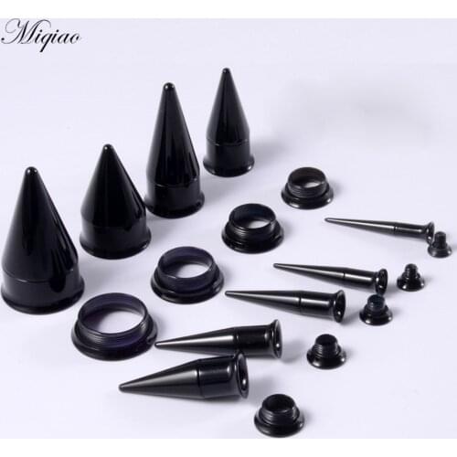 Miqiao Hot-selling Personality Two-in-one Set Acrylic Sharp Cone Double Horn Ear Expander 3mm-16mm Body Piercing Jewelry