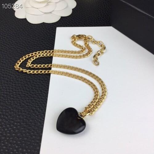 Fashion Luxury Hot Brand New Black Heart Simple C Birthday Gift Rose Gold Necklace Wedding Party Top Necklace Jewelry