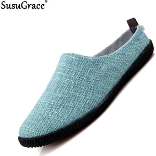 Susugrace Men Casual Lazy Loafers Summer Men Fashion Mules Hot Sale Driving Shoes for Male New Breathable Outdoor Non-slip Flats
